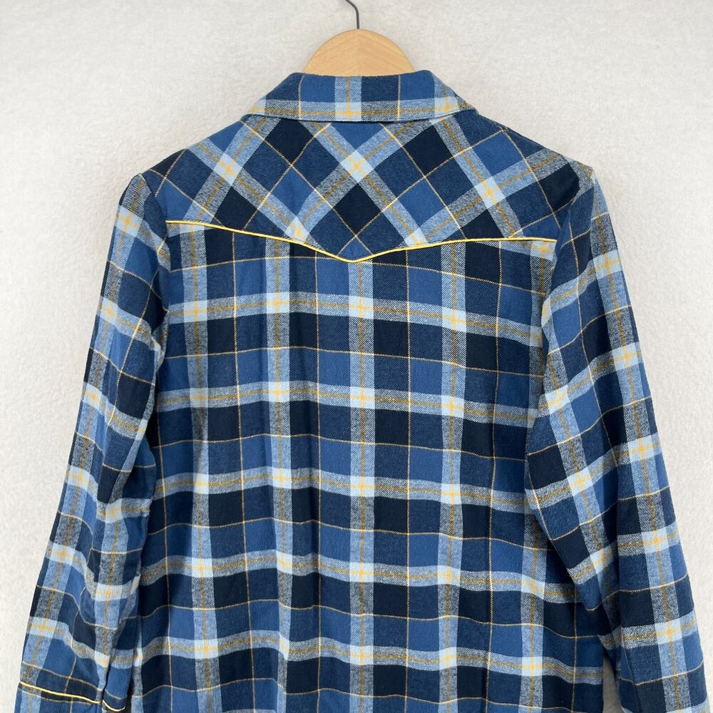 WRANGLER Sleep Shirt Womens M Flannel Nightgown Plaid Shirtdress Mid-length Blue - Picture 10 of 15